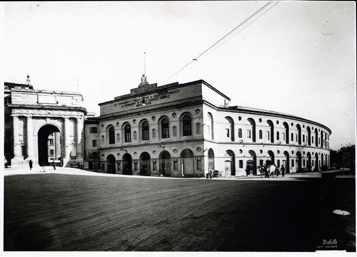 Porta Mercato e Sferisterio 1929, Biblioteca Comunale Mozzi Borgetti